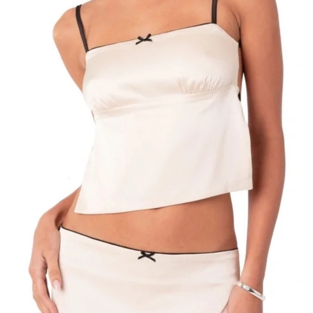 Edikted Cream and Black Tank Top